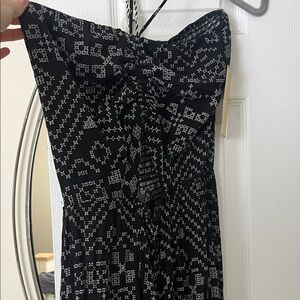 Black and White Geometric Strapless Dress
